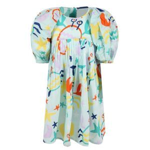 NWT Stella McCartney Kids pale blue cotton voile dress featuring a vibrant crab